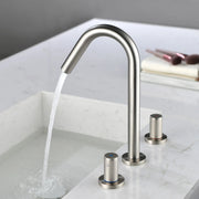SHAMANDA 2 Handle Bathroom Faucets for Sink 3 Hole, High-Arch Swivel Spout Deck Mounted 8 Inch Widespread Basin Faucet 2-handle-bathroom-faucets-for-sink-3-hole-high-arch-swivel-spout-deck-mounted-8-inch-widespread-basin-faucet-with-valve-and-cupc-water-supply-hoses-brushed-nickel-1516bn 