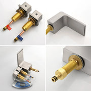SHAMANDA Bathroom Basin Faucet 3 Holes 2 Square Handles Brushed Gold Sink Faucet shamanda-waterfall-widespread-faucet-brushed-gold 