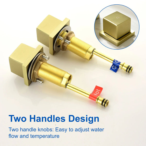 SHAMANDA Bathroom Basin Faucet 3 Holes 2 Square Handles Brushed Gold Sink Faucet shamanda-waterfall-widespread-faucet-brushed-gold 