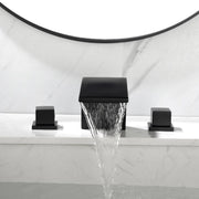 SHAMANDA Bathroom Basin Faucet 3 Holes 2 Square Handles Brushed Gold Sink Faucet shamanda-waterfall-widespread-faucet-brushed-gold 