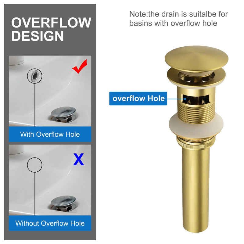 SHAMANDA Brass Bathroom Sink Drain, Vessel Vanity Sink Pop Up Drain Stopper with Overflow Lavatory Drain Assembly shamanda-brass-bathroom-sink-drain-vessel-vanity-sink-pop-up-drain-stopper-with-overflow-lavatory-drain-assembly 