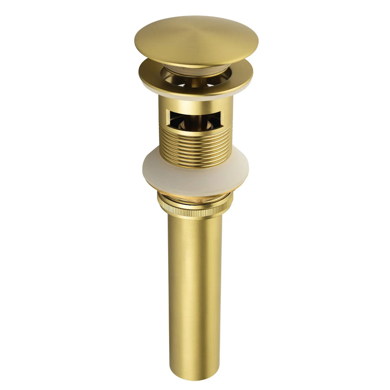 SHAMANDA Brass Bathroom Sink Drain, Vessel Vanity Sink Pop Up Drain Stopper with Overflow Lavatory Drain Assembly shamanda-brass-bathroom-sink-drain-vessel-vanity-sink-pop-up-drain-stopper-with-overflow-lavatory-drain-assembly Brushed Gold / Brass / With overflow Hole