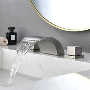 SHAMANDA Deck Mount Bathtub Faucet, Waterfall Roman Tub Filler Faucet Two Square Handle Bathroom Sink Faucet shamanda-waterfall-roman-tub-filler-square-handle Brushed Nickel / Brass / ‎11.85 x 10.55 x 5.35 inches