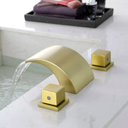 SHAMANDA Deck Mount Bathtub Faucet, Waterfall Roman Tub Filler Faucet Two Square Handle Bathroom Sink Faucet shamanda-waterfall-roman-tub-filler-square-handle 