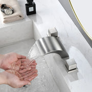 SHAMANDA Deck Mount Bathtub Faucet, Waterfall Roman Tub Filler Faucet Two Square Handle Bathroom Sink Faucet shamanda-waterfall-roman-tub-filler-square-handle 