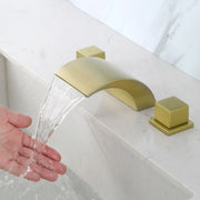 SHAMANDA Deck Mount Bathtub Faucet, Waterfall Roman Tub Filler Faucet Two Square Handle Bathroom Sink Faucet shamanda-waterfall-roman-tub-filler-square-handle 