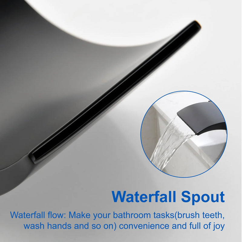 SHAMANDA Deck Mount Bathtub Faucet, Waterfall Roman Tub Filler Faucet Two Square Handle Bathroom Sink Faucet shamanda-waterfall-roman-tub-filler-square-handle 