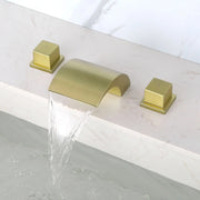 SHAMANDA Deck Mount Bathtub Faucet, Waterfall Roman Tub Filler Faucet Two Square Handle Bathroom Sink Faucet shamanda-waterfall-roman-tub-filler-square-handle Brushed Gold / Brass / ‎11.85 x 10.55 x 5.35 inches