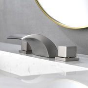 SHAMANDA Deck Mount Bathtub Faucet, Waterfall Roman Tub Filler Faucet Two Square Handle Bathroom Sink Faucet shamanda-waterfall-roman-tub-filler-square-handle 