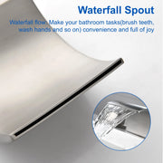 SHAMANDA Deck Mount Bathtub Faucet, Waterfall Roman Tub Filler Faucet Two Square Handle Bathroom Sink Faucet shamanda-waterfall-roman-tub-filler-square-handle 