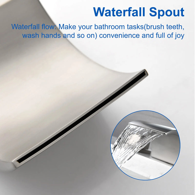SHAMANDA Deck Mount Bathtub Faucet, Waterfall Roman Tub Filler Faucet Two Square Handle Bathroom Sink Faucet shamanda-waterfall-roman-tub-filler-square-handle 