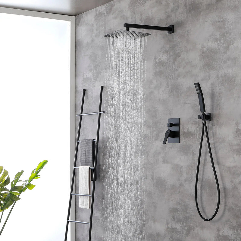 SHAMANDA Premium Matte Black Rainfall Shower System 10 Inch Luxury Bathroom Shower Set shamanda-rainfall-shower-system-matte-black 