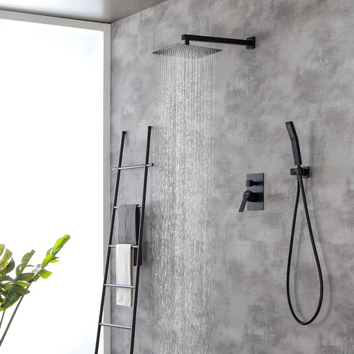 SHAMANDA Premium Matte Black Rainfall Shower System 10 Inch Luxury Bathroom Shower Set shamanda-rainfall-shower-system-matte-black 