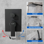 SHAMANDA Premium Matte Black Rainfall Shower System 10 Inch Luxury Bathroom Shower Set shamanda-rainfall-shower-system-matte-black 
