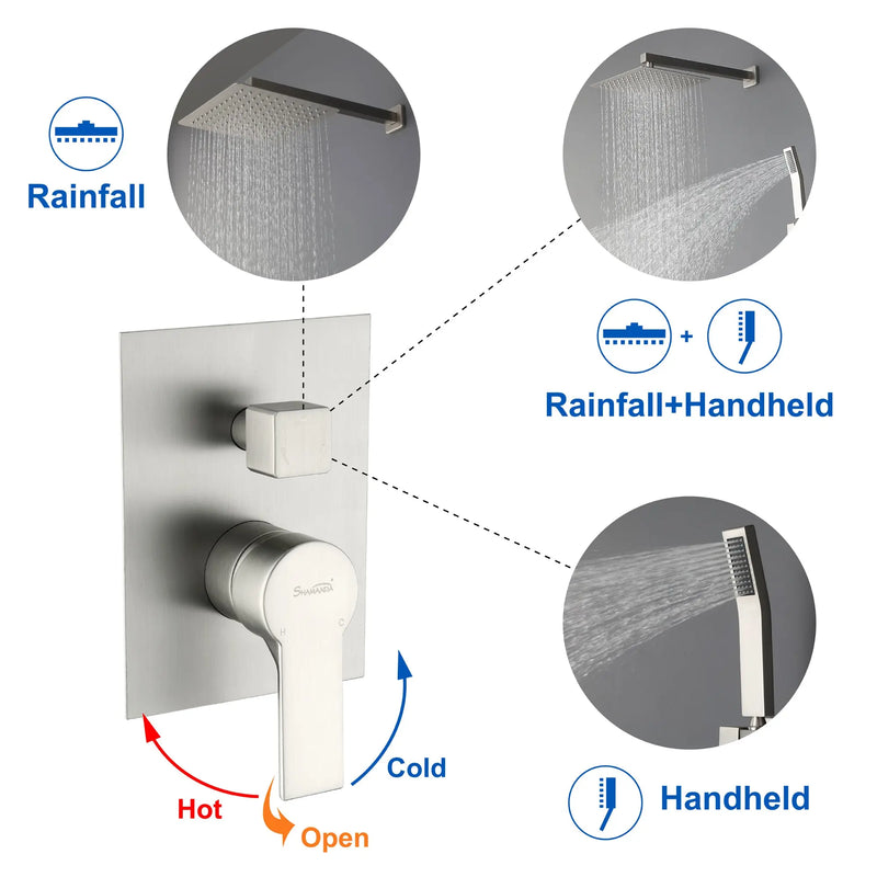 SHAMANDA Premium Matte Black Rainfall Shower System 10 Inch Luxury Bathroom Shower Set shamanda-rainfall-shower-system-matte-black 