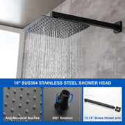 SHAMANDA Premium Matte Black Rainfall Shower System 10 Inch Luxury Bathroom Shower Set shamanda-rainfall-shower-system-matte-black 