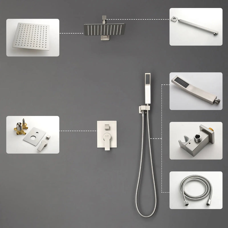 SHAMANDA Premium Matte Black Rainfall Shower System 10 Inch Luxury Bathroom Shower Set shamanda-rainfall-shower-system-matte-black 