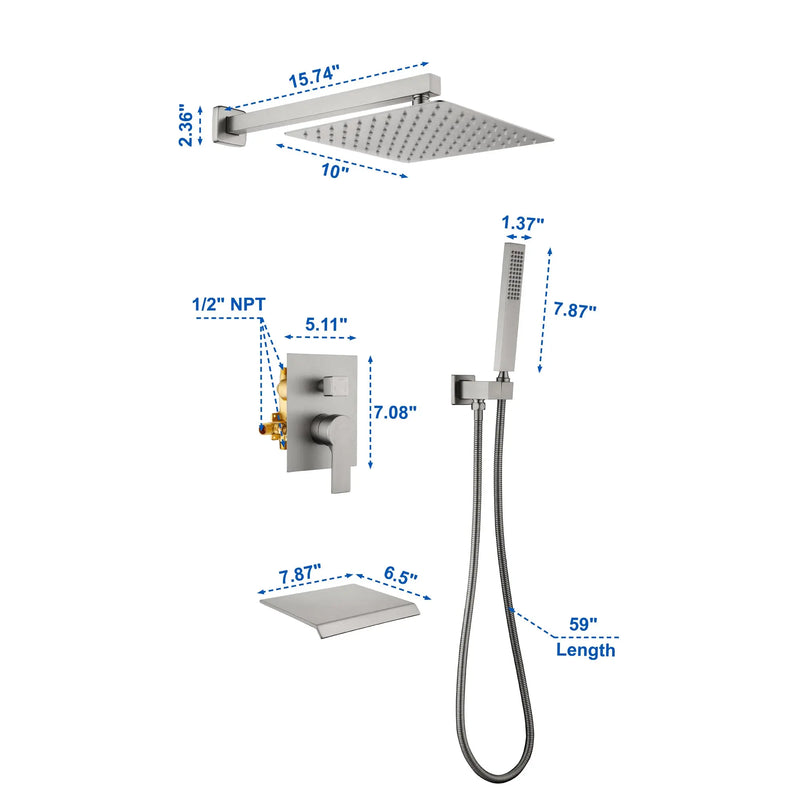 SHAMANDA Shower Set 10 Inch Shower Fixture with Handheld Spray 3-Function Wall Mount 10-inch-shower-fixture-with-with-handheld-spray-3-function-wall-mount 