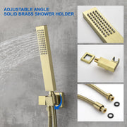 SHAMANDA Shower System Brass 10 Inch Bathroom Shower Faucet Combo Set with Handheld Spray Dual Functions Wall Mount shamanda-rainfall-shower-system-brushed-gold 