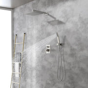 SHAMANDA Shower System Brass 10 Inch Bathroom Shower Faucet Combo Set with Handheld Spray Dual Functions Wall Mount shamanda-rainfall-shower-system-brushed-gold 