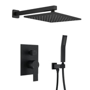 SHAMANDA Shower System Brass 10 Inch Bathroom Shower Faucet Combo Set with Handheld Spray Dual Functions Wall Mount shamanda-rainfall-shower-system-brushed-gold Matte Black / 10 inch shower head / Brass
