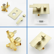 SHAMANDA Shower System Brass 10 Inch Bathroom Shower Faucet Combo Set with Handheld Spray Dual Functions Wall Mount shamanda-rainfall-shower-system-brushed-gold 