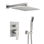 SHAMANDA Shower System Brass 10 Inch Bathroom Shower Faucet Combo Set with Handheld Spray Dual Functions Wall Mount shamanda-rainfall-shower-system-brushed-gold Brushed Nickel / 10 inch shower head / Brass