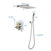 SHAMANDA Shower System Brass 10 Inch Bathroom Shower Faucet Combo Set with Handheld Spray Dual Functions Wall Mount shamanda-rainfall-shower-system-brushed-gold 