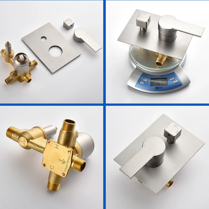 SHAMANDA Shower System Brass 10 Inch Bathroom Shower Faucet Combo Set with Handheld Spray Dual Functions Wall Mount shamanda-rainfall-shower-system-brushed-gold 