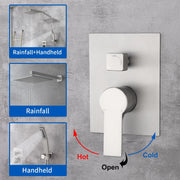 SHAMANDA Shower System Brass 10 Inch Bathroom Shower Faucet Combo Set with Handheld Spray Dual Functions Wall Mount shamanda-rainfall-shower-system-brushed-gold 