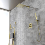 SHAMANDA Shower System Brass 10 Inch Bathroom Shower Faucet Combo Set with Handheld Spray Dual Functions Wall Mount 2-Function Shower Set  