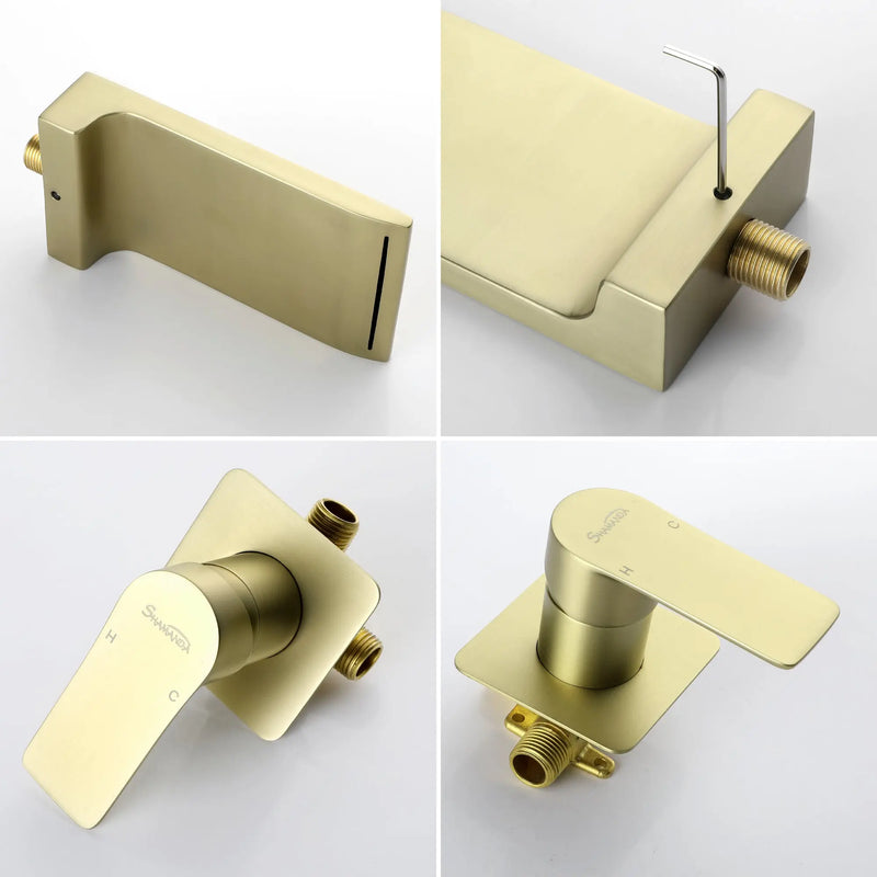 SHAMANDA Wall Mounted Bathroom Sink Faucet with Single Handle Lavatory Faucet Solid Brass Basin Mixer Tap wall-mounted-waterfall-tub-faucet-matte-black 
