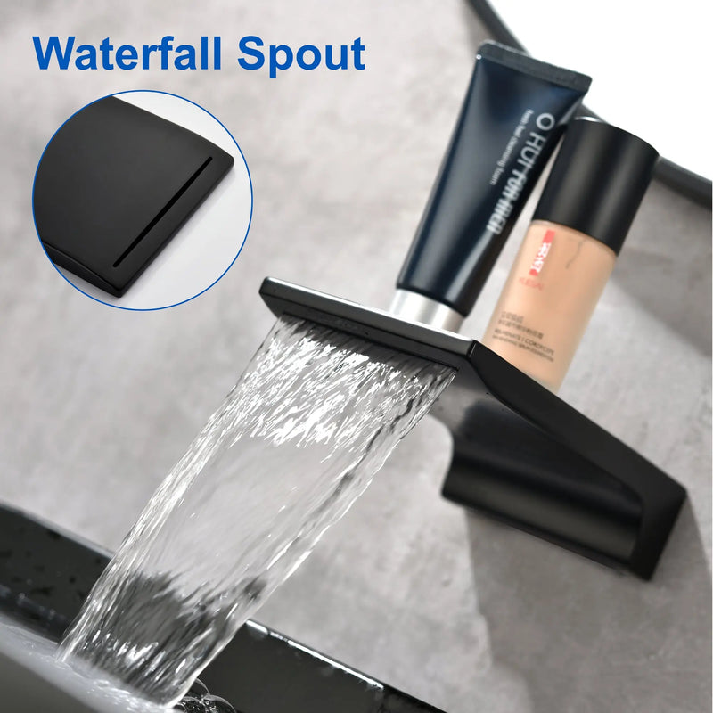 SHAMANDA Wall Mounted Bathroom Sink Faucet with Single Handle Lavatory Faucet Solid Brass Basin Mixer Tap wall-mounted-waterfall-tub-faucet-matte-black 