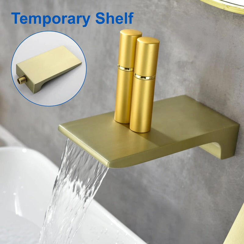 SHAMANDA Wall Mounted Bathroom Sink Faucet with Single Handle Lavatory Faucet Solid Brass Basin Mixer Tap wall-mounted-waterfall-tub-faucet-matte-black 