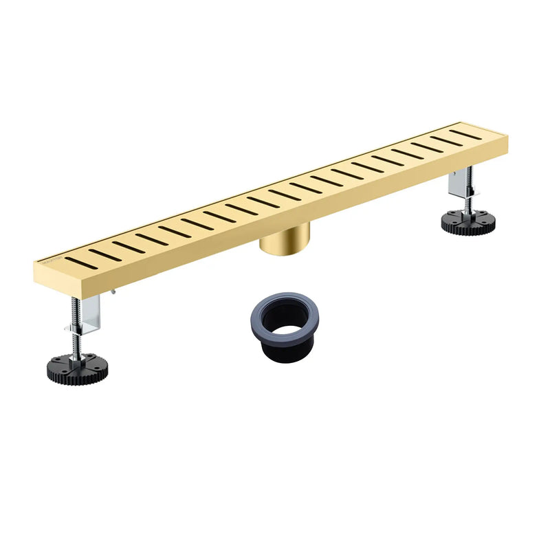 SUS304 Rectangular Floor Drain with Flange 24" Linear Shower Drain in Matte Black, Brushed Nickel, Brushed Gold sus304-24-linear-shower-drain Brushed Gold / SUS304 / 24-inch