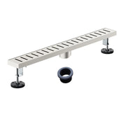 SUS304 Rectangular Floor Drain with Flange 24" Linear Shower Drain in Matte Black, Brushed Nickel, Brushed Gold sus304-24-linear-shower-drain Brushed Nickel / SUS304 / 24-inch