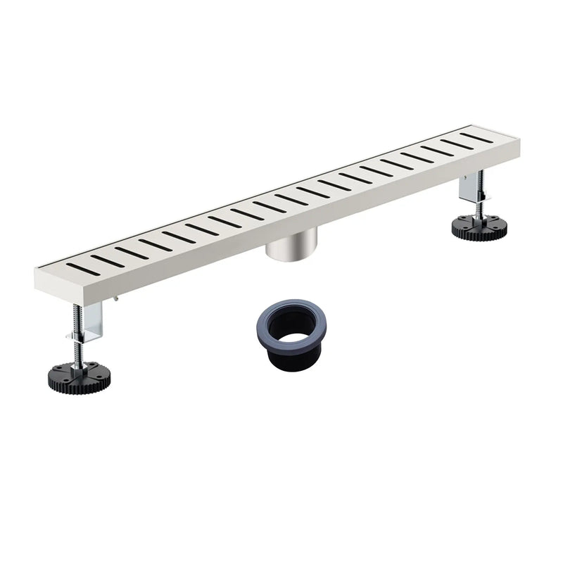 SUS304 Rectangular Floor Drain with Flange 24" Linear Shower Drain in Matte Black, Brushed Nickel, Brushed Gold sus304-24-linear-shower-drain Brushed Nickel / SUS304 / 24-inch