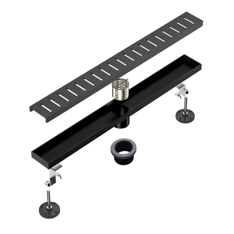 SUS304 Rectangular Floor Drain with Flange 24" Linear Shower Drain in Matte Black, Brushed Nickel, Brushed Gold sus304-24-linear-shower-drain 