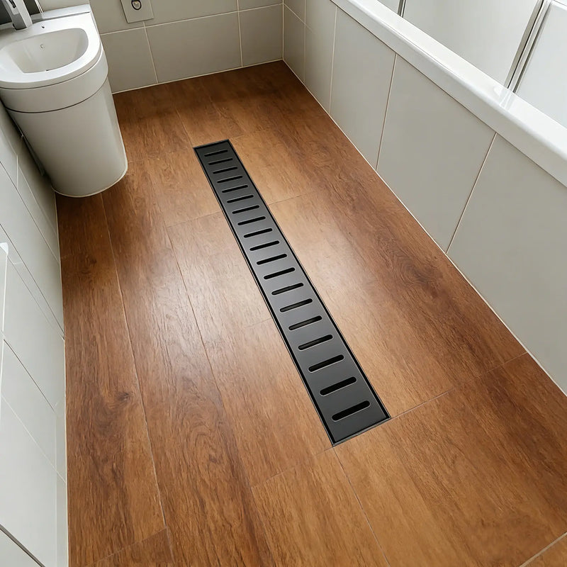 SUS304 Rectangular Floor Drain with Flange 24" Linear Shower Drain in Matte Black, Brushed Nickel, Brushed Gold sus304-24-linear-shower-drain 