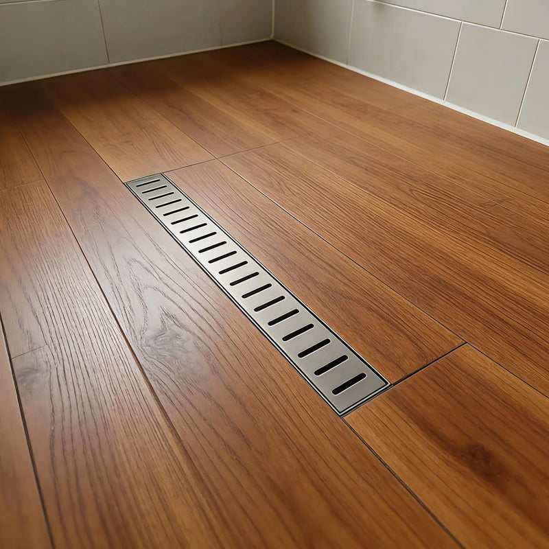 SUS304 Rectangular Floor Drain with Flange 24" Linear Shower Drain in Matte Black, Brushed Nickel, Brushed Gold sus304-24-linear-shower-drain 