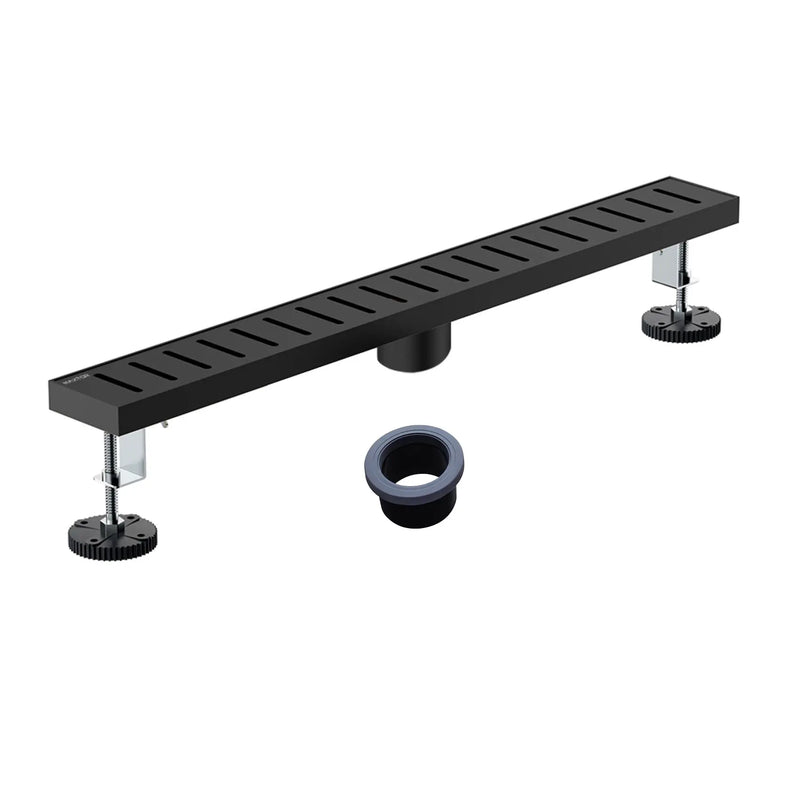 SUS304 Rectangular Floor Drain with Flange 24" Linear Shower Drain in Matte Black, Brushed Nickel, Brushed Gold sus304-24-linear-shower-drain Matte Black / SUS304 / 24-inch