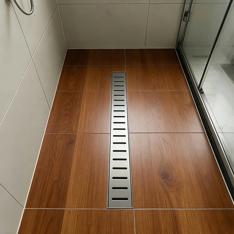 SUS304 Rectangular Floor Drain with Flange 24" Linear Shower Drain in Matte Black, Brushed Nickel, Brushed Gold sus304-24-linear-shower-drain 