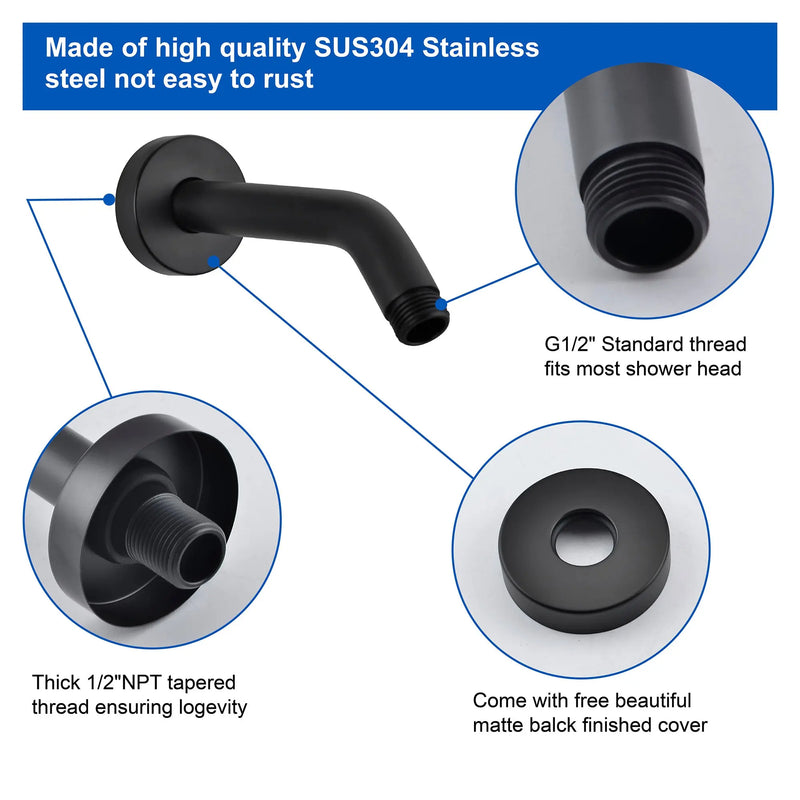Shower Arm with Flange 6 Inches Wall Mount Replacement Angle Shower Head Arm Wall-Mounted For Fixed Shower Head & Handheld Showerhead shower-arm-with-flange-6-inches-wall-mount-replacement-angle-shower-head-arm-wall-mounted-for-fixed-shower-head-handheld-showerhead 