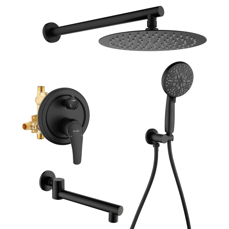 Shower Faucet Set with Tub Spout Luxury Tub Shower Faucet Combo Set with 10 inches Shower Head and 7-mode Handheld Shower Bathroom Shower Valve Trim Kit Shower Fixture shower-faucet-set-with-tub-spout-luxury-tub-shower-faucet-combo-set-with-9-inches-shower-head-and-handheld-shower-bathroom-shower-valve-trim-kit-shower-fixture-1 Matte black / Brass & SUS304 & ABS / 17.5*13.4*5.5 inches