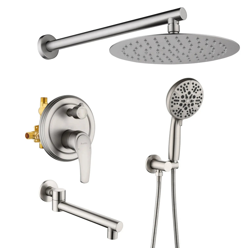 Shower Faucet Set with Tub Spout Luxury Tub Shower Faucet Combo Set with 10 inches Shower Head and 7-mode Handheld Shower Bathroom Shower Valve Trim Kit Shower Fixture shower-faucet-set-with-tub-spout-luxury-tub-shower-faucet-combo-set-with-9-inches-shower-head-and-handheld-shower-bathroom-shower-valve-trim-kit-shower-fixture-1 Brushed nickel / Brass & SUS304 & ABS / 17.5*13.4*5.5 inches