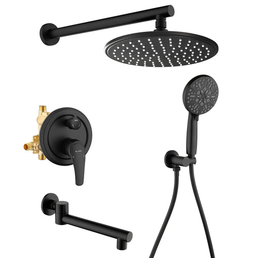 Shower Faucet Set with Tub Spout Luxury Tub Shower Faucet Combo Set with 9 inches Shower Head and Handheld Shower Bathroom Shower Valve Trim Kit Shower Fixture shower-faucet-set-with-tub-spout-luxury-tub-shower-faucet-combo-set-with-9-inches-shower-head-and-handheld-shower-bathroom-shower-valve-trim-kit-shower-fixture Matte black
