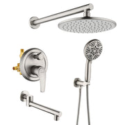Shower Faucet Set with Tub Spout Luxury Tub Shower Faucet Combo Set with 9 inches Shower Head and Handheld Shower Bathroom Shower Valve Trim Kit Shower Fixture shower-faucet-set-with-tub-spout-luxury-tub-shower-faucet-combo-set-with-9-inches-shower-head-and-handheld-shower-bathroom-shower-valve-trim-kit-shower-fixture Brushed nickel