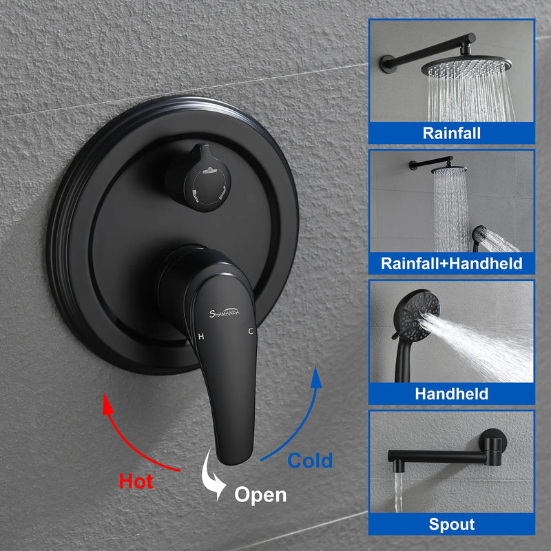 Shower Faucet Set with Tub Spout Luxury Tub Shower Faucet Combo Set with 9 inches Shower Head and Handheld Shower Bathroom Shower Valve Trim Kit Shower Fixture shower-faucet-set-with-tub-spout-luxury-tub-shower-faucet-combo-set-with-9-inches-shower-head-and-handheld-shower-bathroom-shower-valve-trim-kit-shower-fixture 