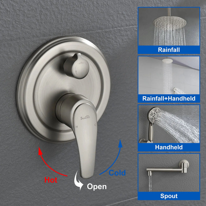 Shower Faucet Set with Tub Spout Rain Shower System Bathroom Shower Set Tub Shower Faucet Combo Set Complete Celling Mounted shower-faucet-set-with-tub-spout-rain-shower-system-bathroom-shower-set-tub-shower-faucet-combo-set-complete-celling-mounted 