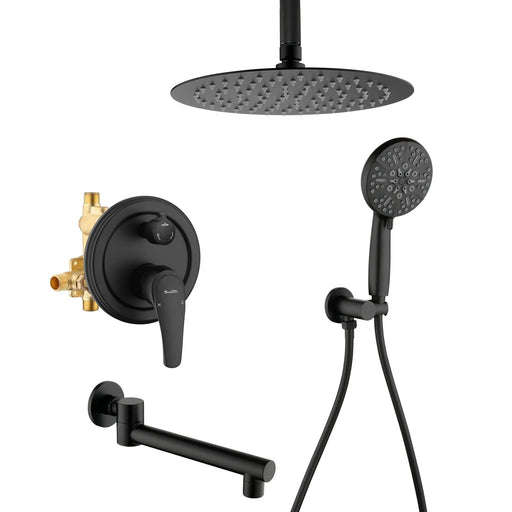 Shower Faucet Set with Tub Spout Rain Shower System Bathroom Shower Set Tub Shower Faucet Combo Set Complete Celling Mounted shower-faucet-set-with-tub-spout-rain-shower-system-bathroom-shower-set-tub-shower-faucet-combo-set-complete-celling-mounted Matte black